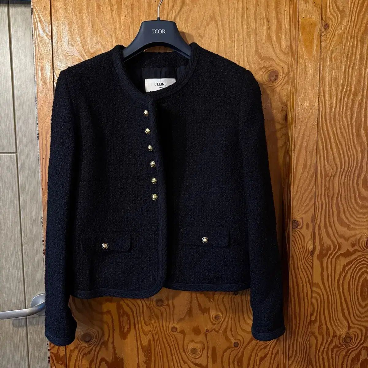 web限定アイテム Celine(セリーヌ) ジャケット ツイード シャッセール 黒 23fw ジャケット・アウター
