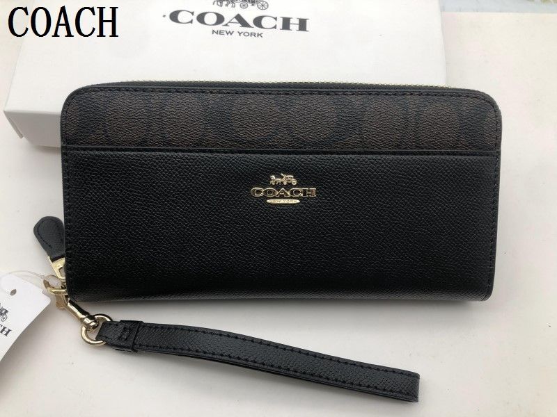 コーチ COACH 長財布 財布 贈り物 ブラック ロング ジップ ストラップ