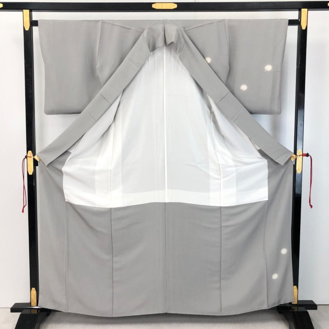 付下げ 蛍暈し 源氏香 花模様 刺繍 縮緬 灰色 K-5298