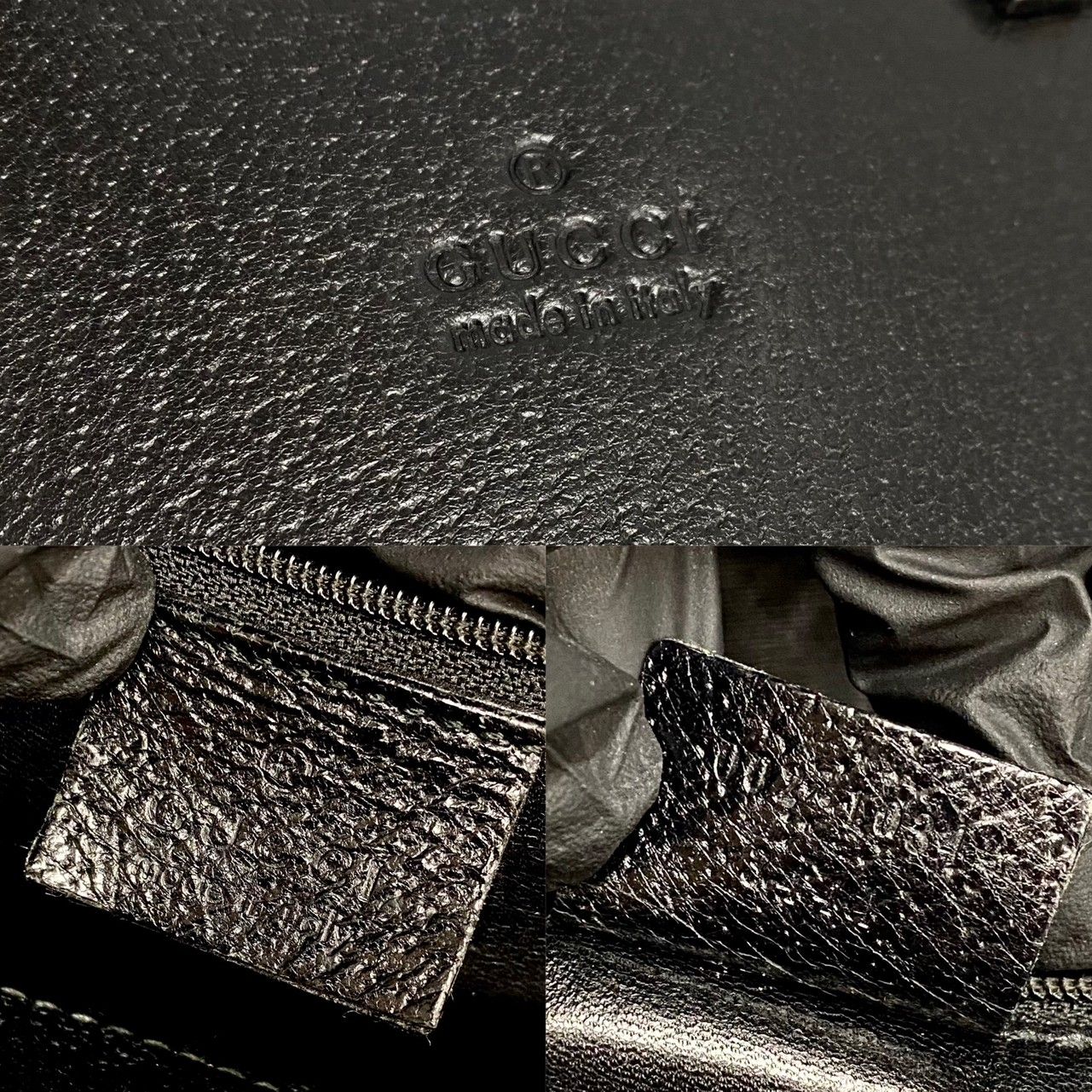 美品 GUCCI グッチ バンブーライン レザー 本革 バッグ ブラック