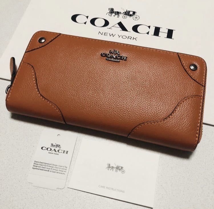 coach コーチ 長財布 ミッキーグレーンレザーアコーディオンスタッズ