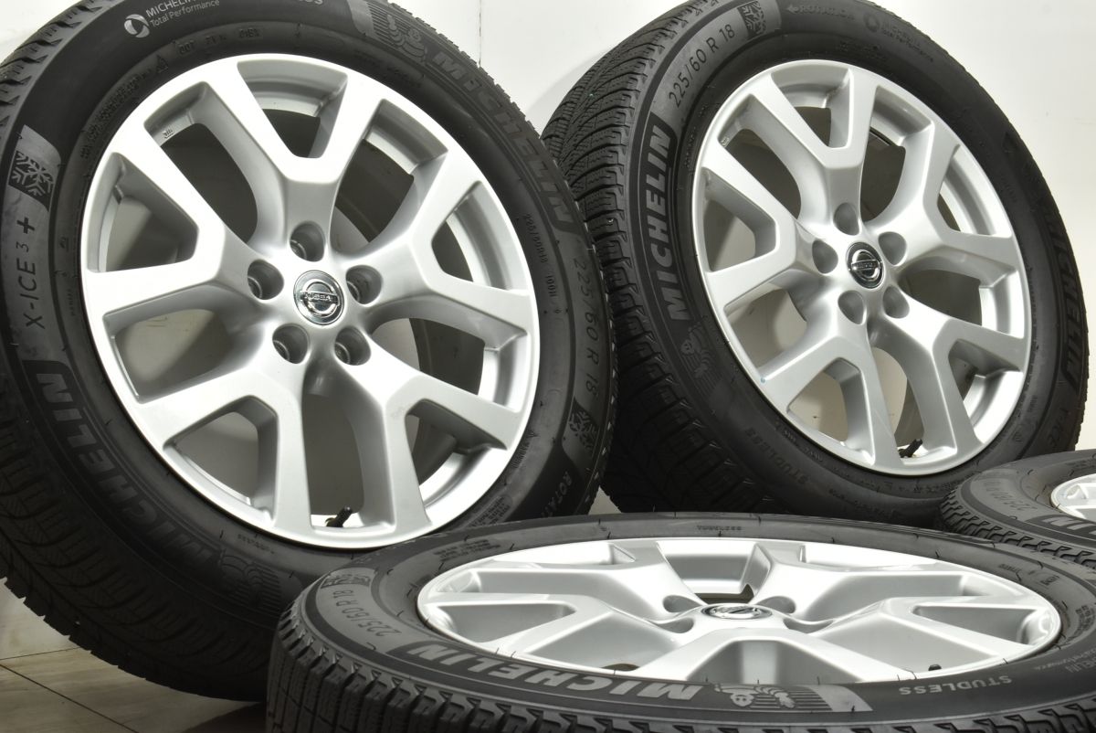 程度良好 ニッサン T31 エクストレイル 後期 純正 18in 7J 40 PCD114.3 ミシュラン X-ICE3 225 60R18 4本セット スタッドレス 交換用