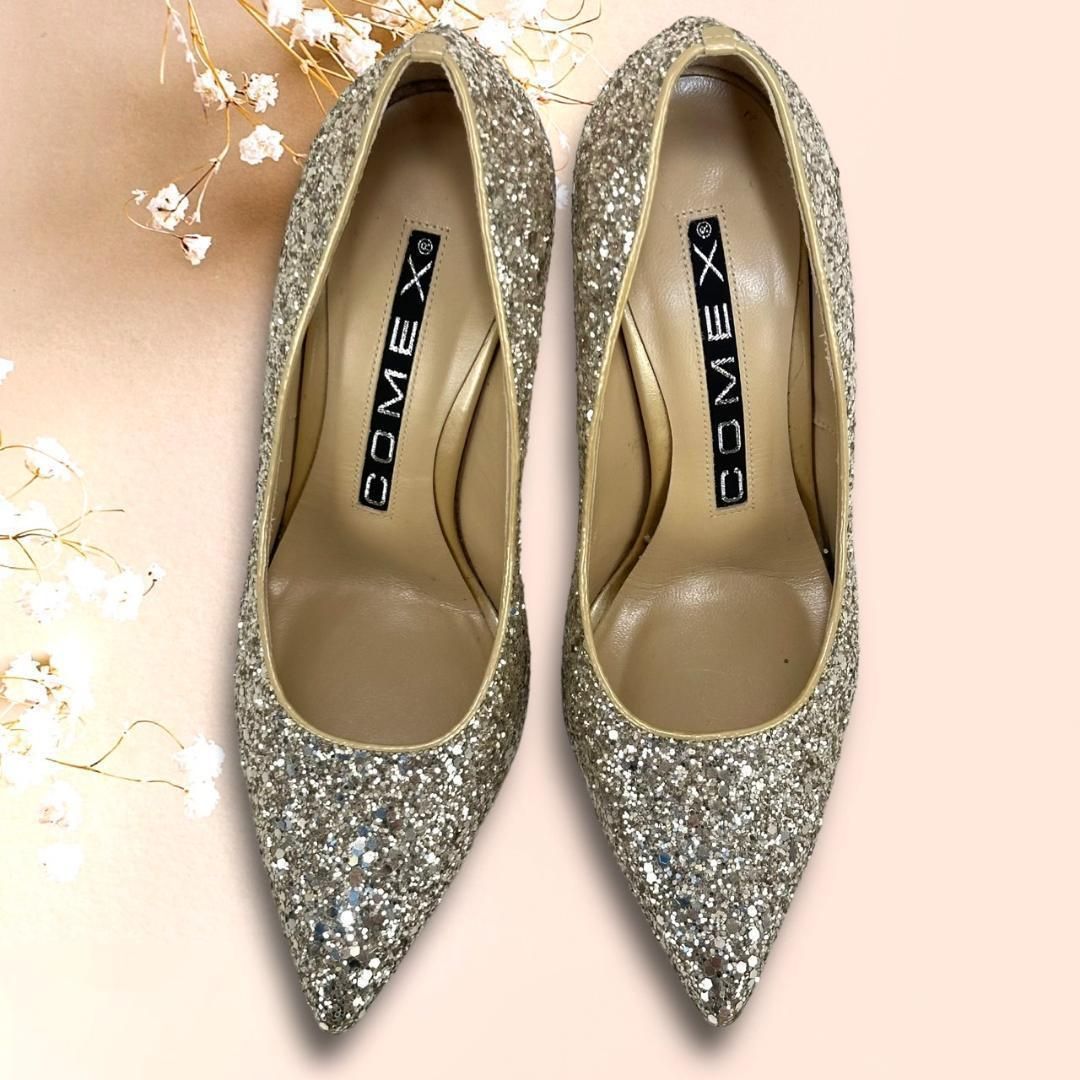 現行品 コメックス ハイヒール 22CM ラメ グリッター ベージュ