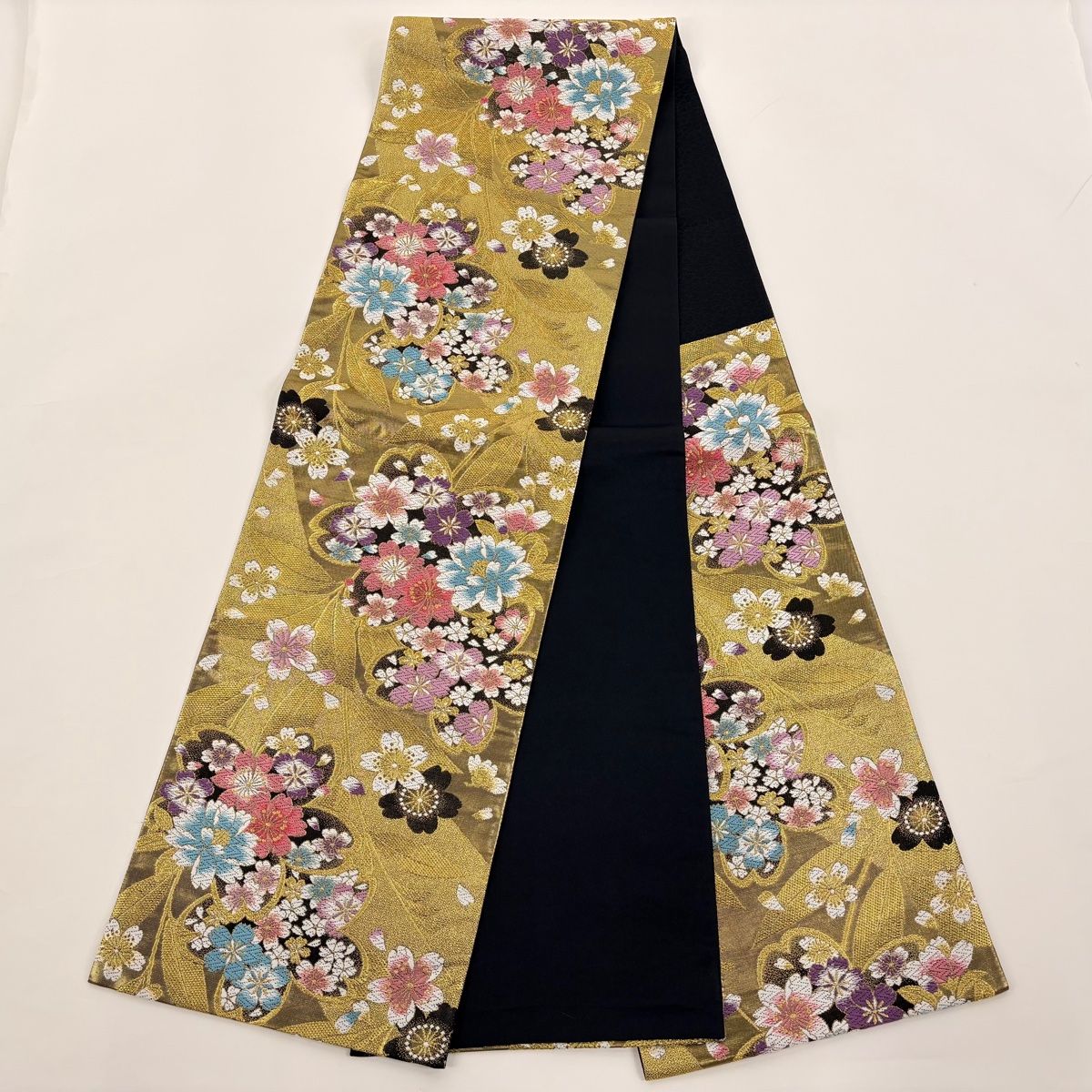 振袖 身丈162.5cm 裄丈67cm M 袷 袋帯フルセット 桜 扇 金彩