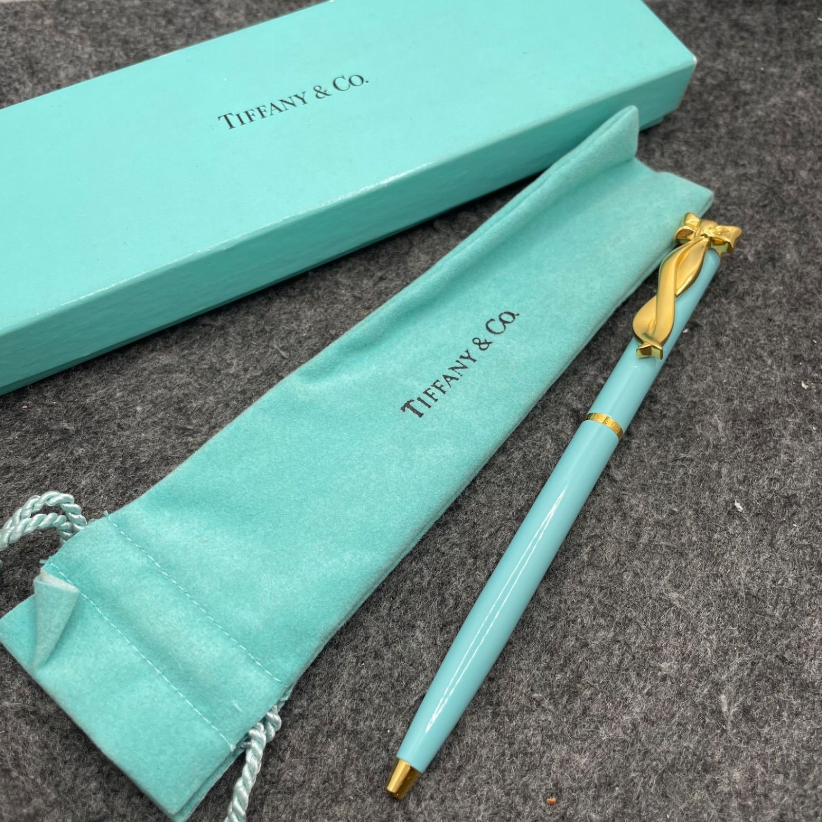 PE1252□Tiffany-Co. ティファニー ツイスト式ボールペン リボン き 筆記 済み