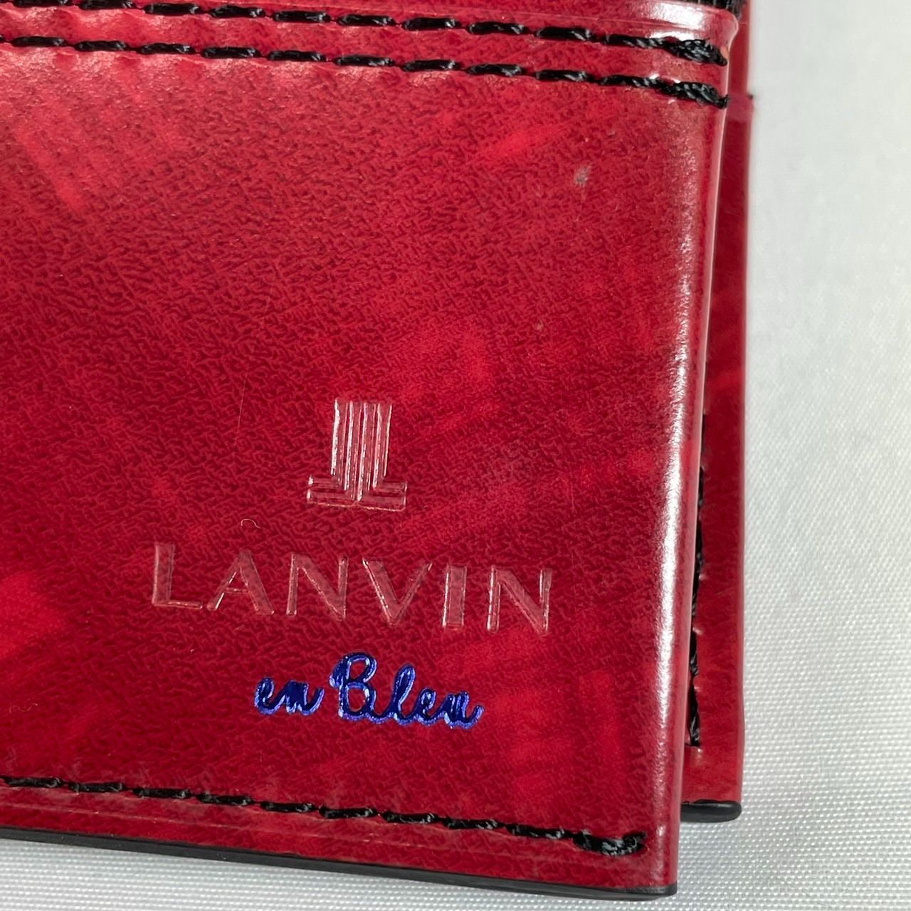 【LANVIN en Bleu】ランバンオンブルー 二つ折り財布 赤 レッド  黒 ブラック  メンズ レディース