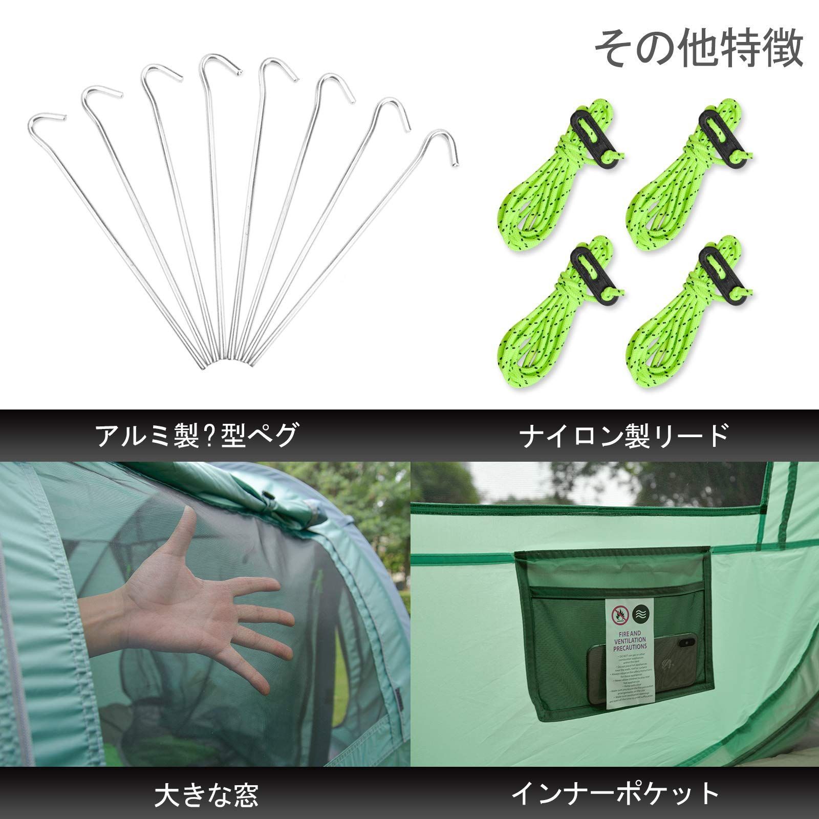 色: 濃い緑色（2P）】KAZOOキャンプ用自動屋外ポップアップテント防水用ク-