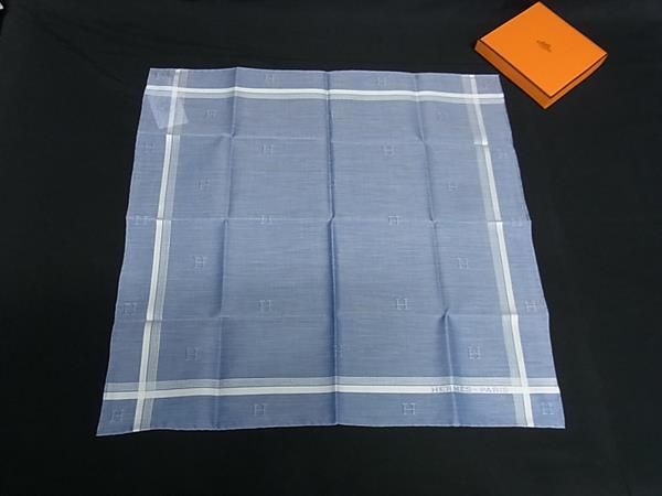 □新品□未使用□ HERMES エルメス Hレリーフ コットン100％ ハンカチ  