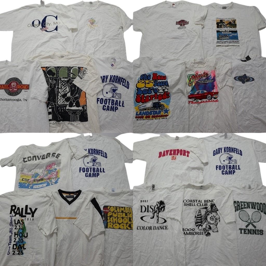古着卸 白ボディ プリント 半袖Tシャツ 20枚セット メンズ L Ｖネック コンバース 英文字 ワンポイント 古着 NA2206