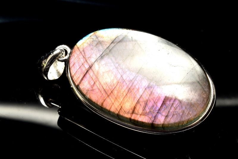 １点物 シルバー925 パープルシラー ラブラドライト 28x17mm オーバル ペンダントトップ パワーストーン 天然石 _PC6489