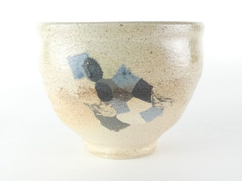 清宮】二代 水野双鶴 練込 茶碗 共箱 高さ 約9cm 幅