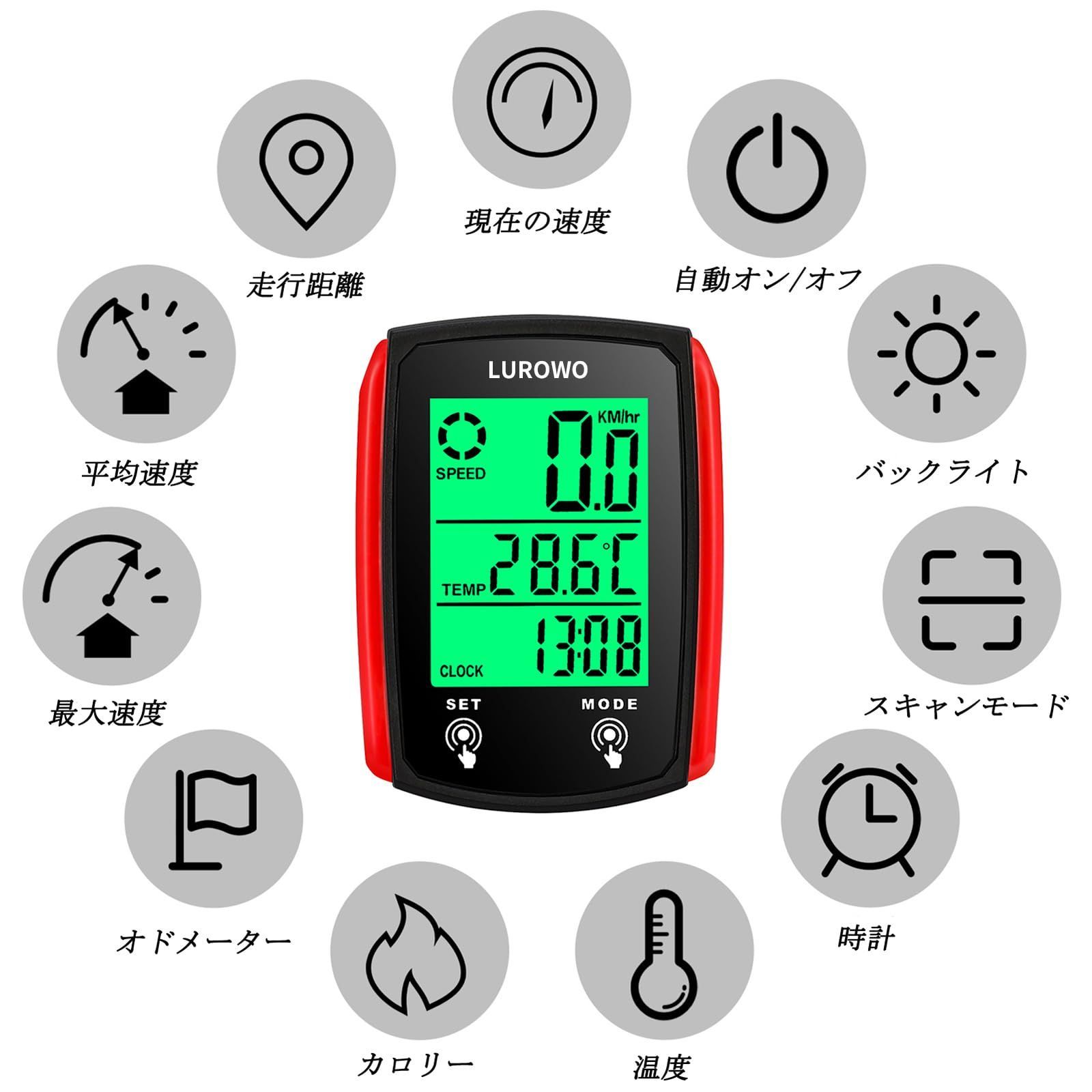 サイクルコンピューター本体 モード切替機能付き Amazon | サイクルコンピュータ 有線 バイク 走行距離計 速度計