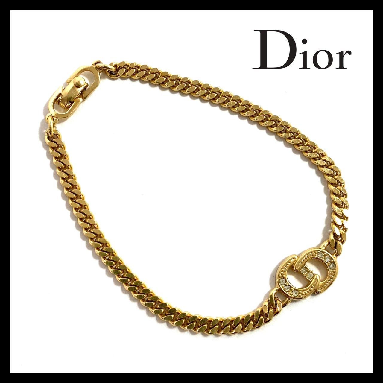 Dior】CDロゴ ブレスレット ゴールド/金カラー ラインストーン