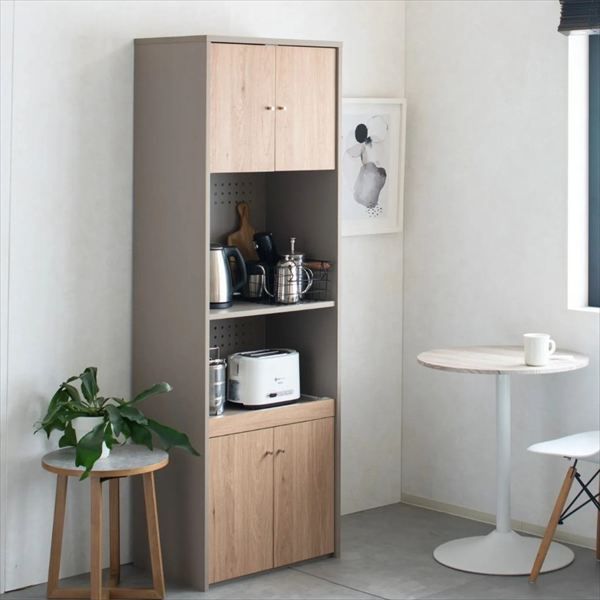 レンジ台 シュランク 180cm 収納家具 キッチン収納 レンジボード 910219733 ツートーンカラー シルバー グレー ナチュラル 木目 シリーズ コーディネート 北欧風 新生活 一人暮らし 引っ越し