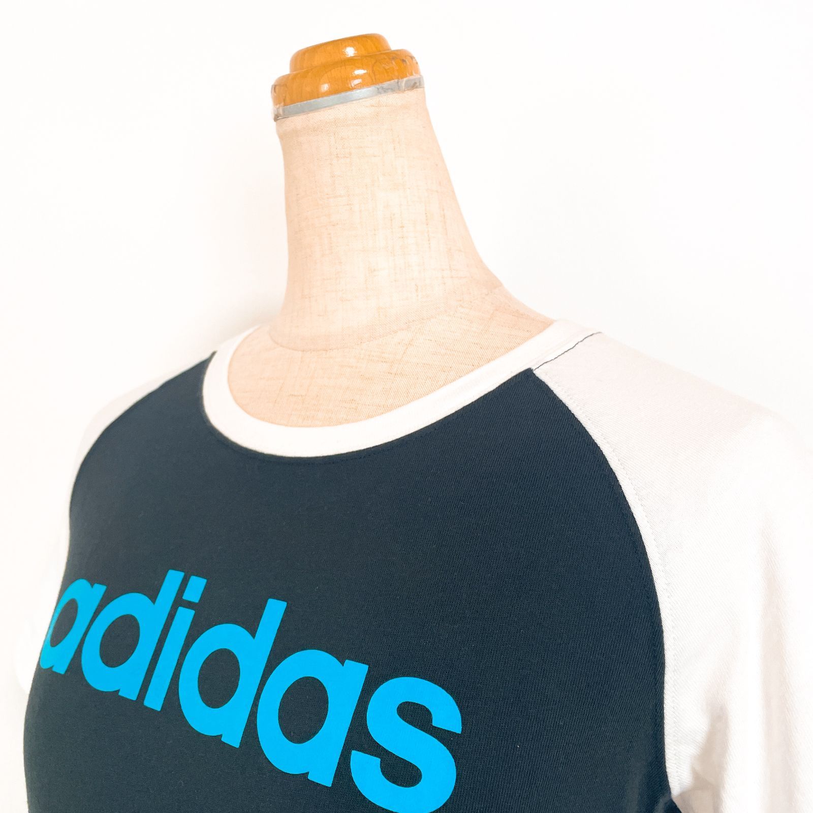 y2k adidas アディダス 半袖Tシャツ ラグラン 綿 コットン100％ ロゴ