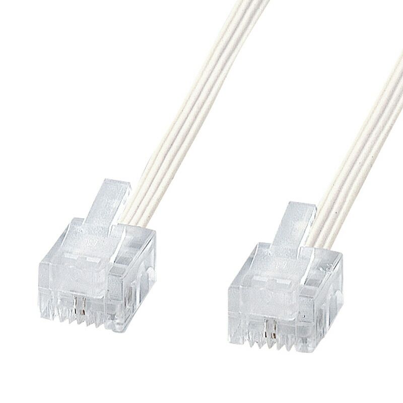 （まとめ買い）サンワサプライ やわらかスリムケーブル ホワイト 10m TEL-S2-10N2 【×3セット】