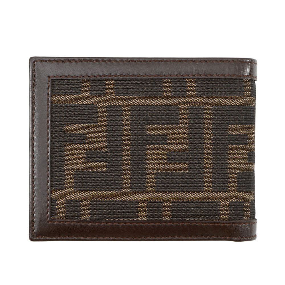 FENDI ズッカ柄 ブラウンレザー 二つ折り財布 フェンディ FENDI ズッカ