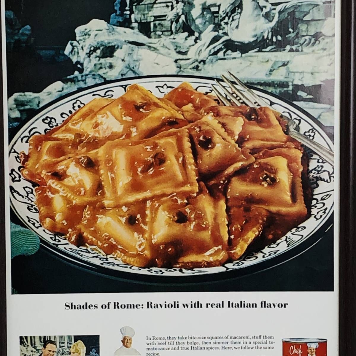 40年代　ヴィンテージ　ポスター　パスタ レストランの広告  額装
