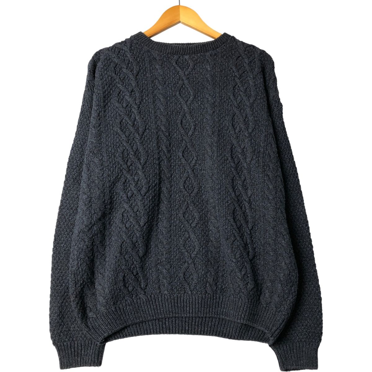 90s UNIONBAY ブラック コットンニット XL 古着 90年代 ビルブラス BILL BLASS ケーブル編み コットンニット
