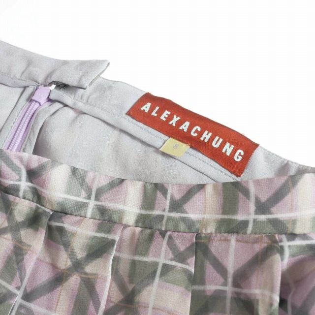 アレクサチャン ALEXACHUNG 総柄 ロングタックスカート 8 ラベンダー 