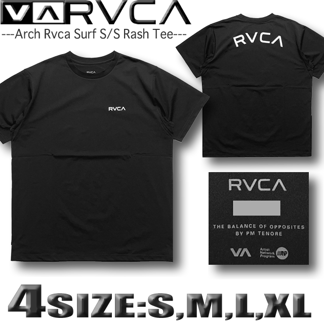 【2024年夏新作】RVCA ルーカ ラッシュガード メンズ Tシャツ 水陸両用 半袖 スポーツ サーフT ルカ 水着 サーフブランド 筋トレ フィットネス ヨガ トレーニング BE041-802-BLK