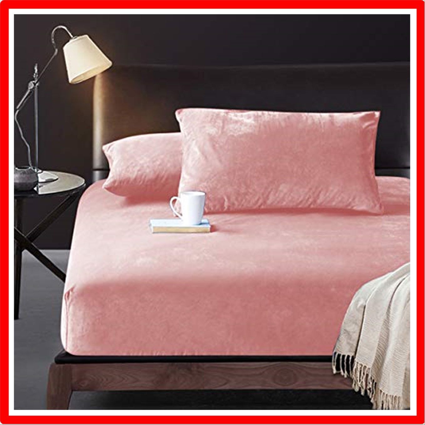 匿名配送】ピンク_ダブル・140×200×30cm ボックスシーツ 秋冬用 ダブル