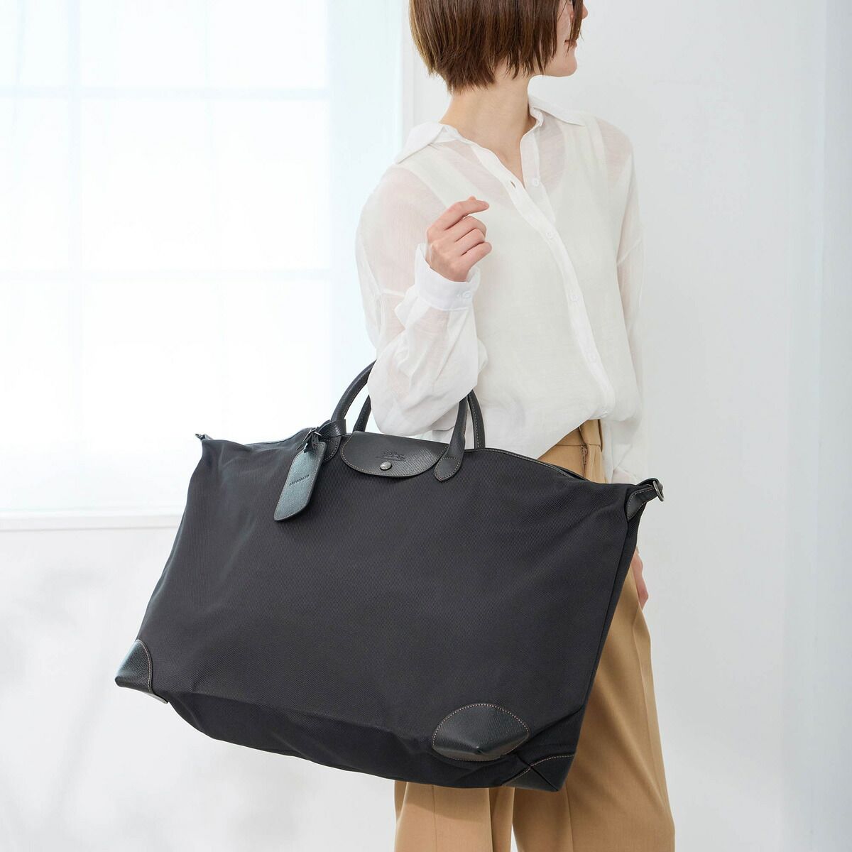 ロンシャン LONGCHAMP ボストンバッグ ボックスフォード トラベルバッグ Mサイズ ノワール