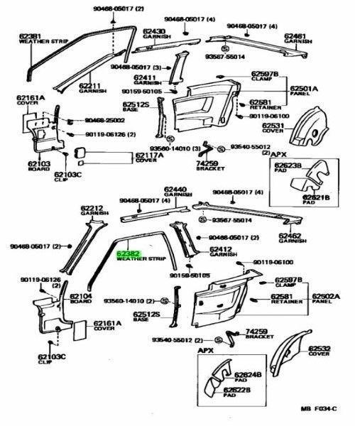 ★新品 トヨタ レビン/トレノ AE86 ルーフサイドレール ウェザーストリップ ☆新品 トヨタ レビン/トレノ AE86 ルーフサイドレール ウェザー