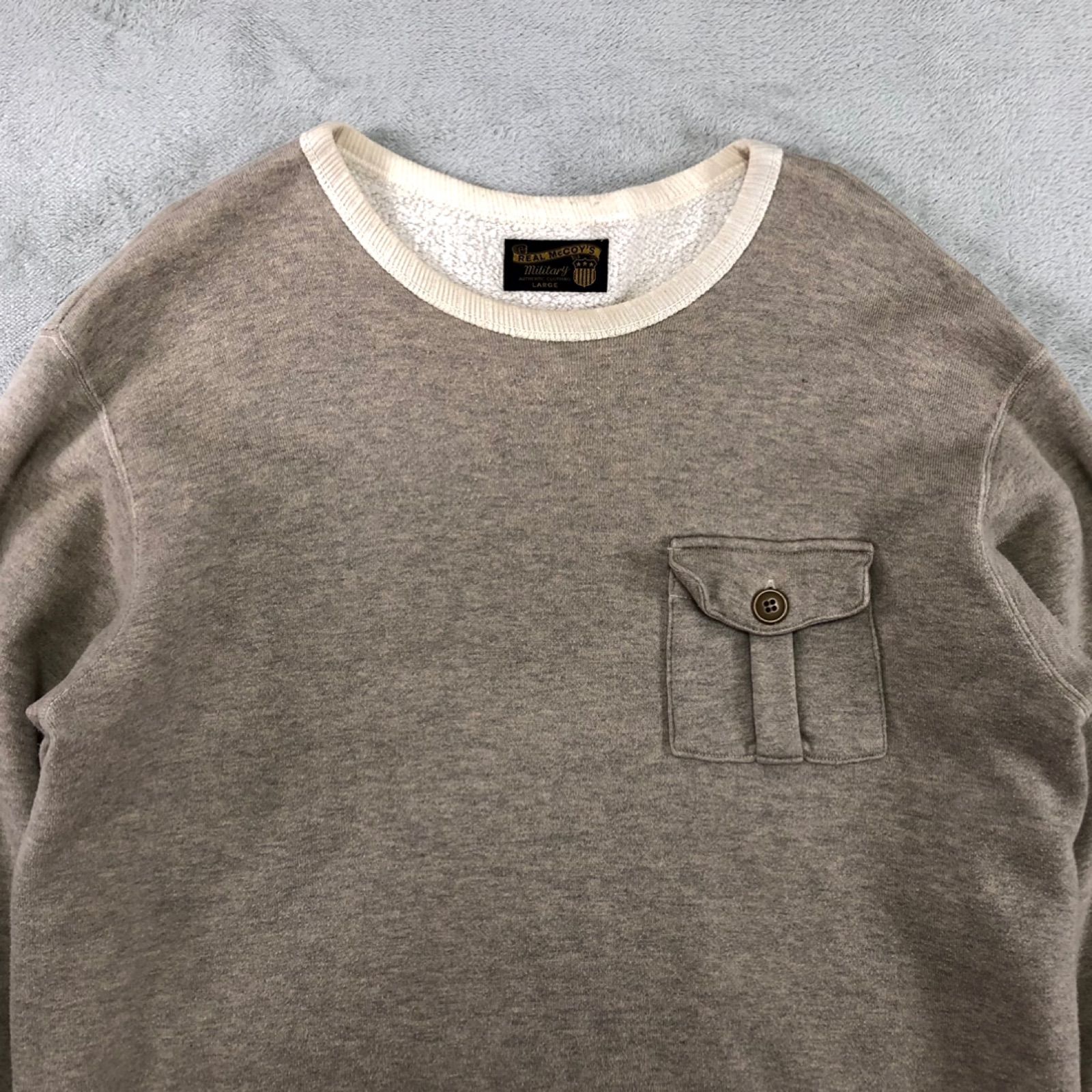 The REAL McCOY'S MILITARY POCKET SWEATSHIRT ミリタリースウェット ポケット付 トレーナー ロングスリーブ グレー リアルマッコイズ