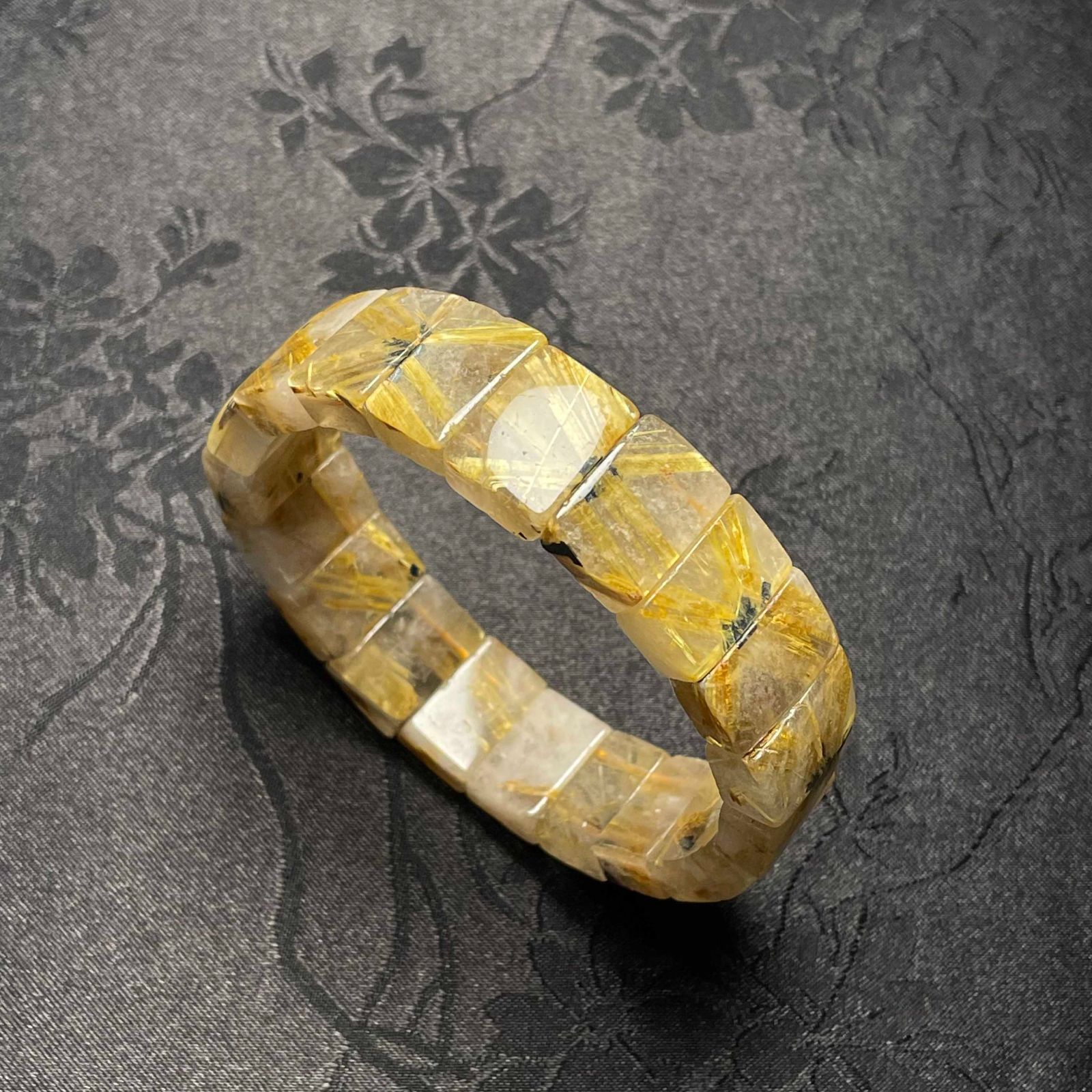 上品EU製 ☆太陽花タイチンルチルバングル☆黄金針水晶 ゴールド