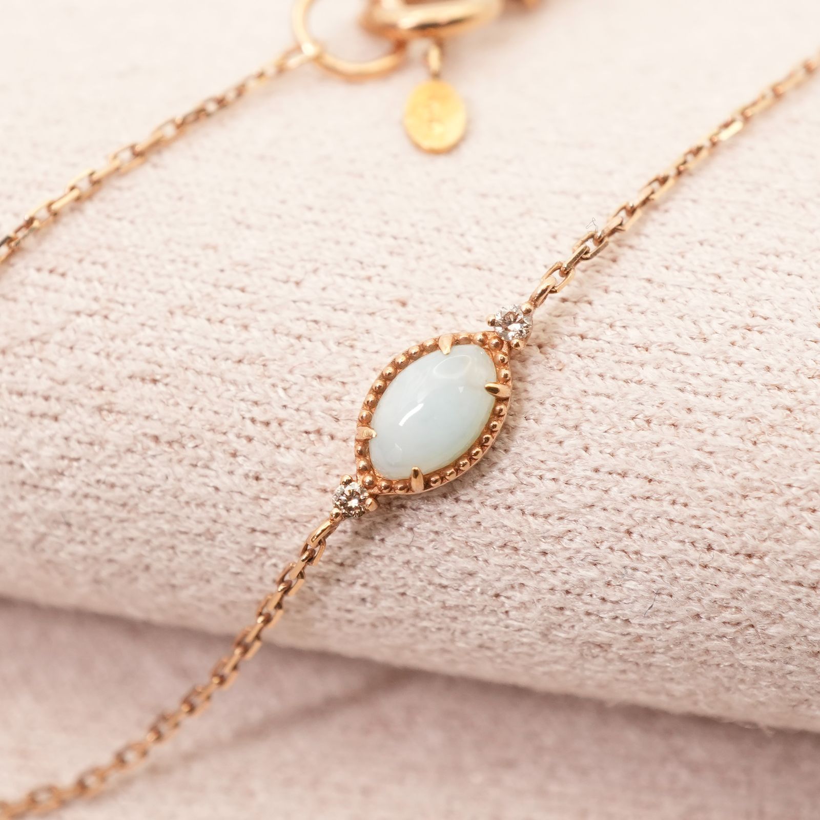 agete アガット K10 ラリマー ブレスレット 販売証明書付き agete K10