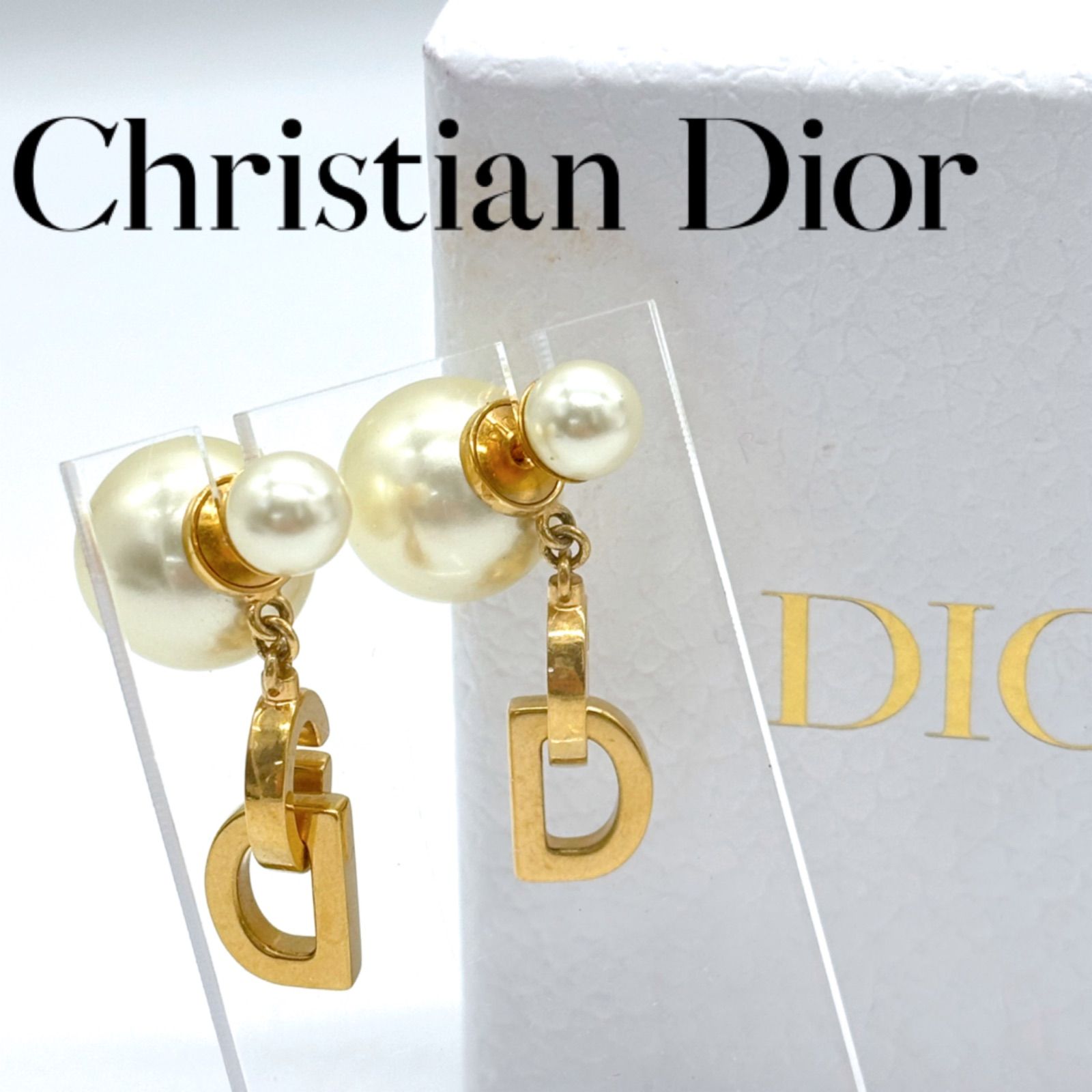 極美品】Dior トライバル TRIBALES ピアス パール CDロゴ ゴールド 