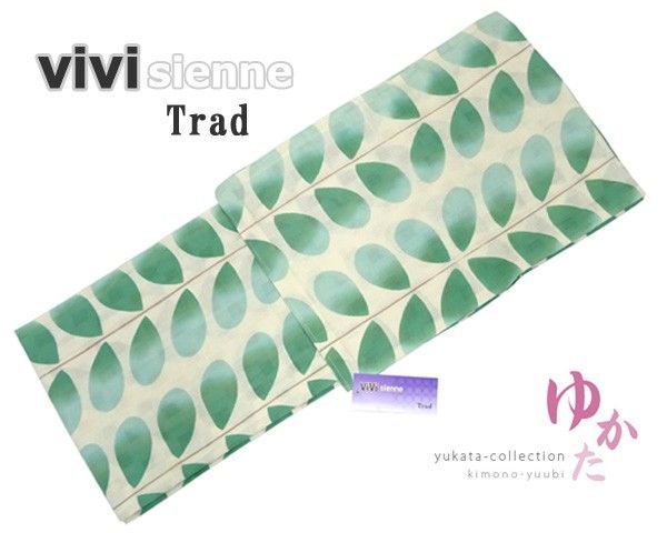 浴衣 レディース ViViSienne Trad（生成り地にグリーンドロップ  