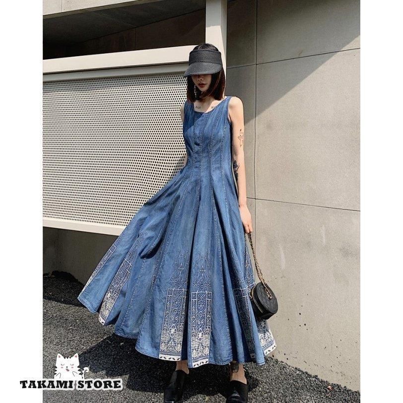 Rirandture✨美品 デニム ロングワンピース フレア Aライン M 楽天市場】デニムワンピース レディース ロングワンピース