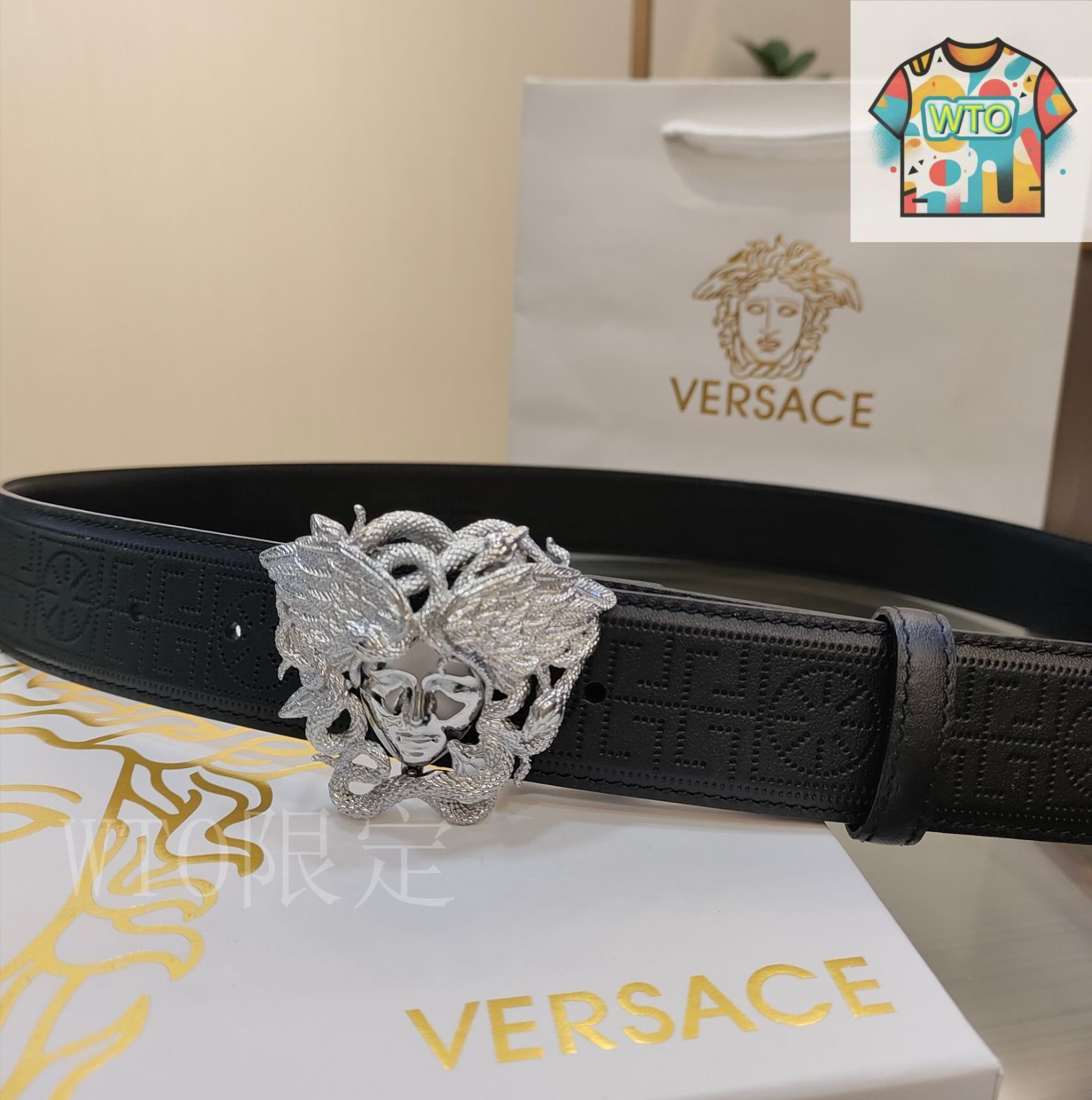今日WTO】VERSACE ヴェルサーチ レザーベルト-1-PE77 - メルカリ