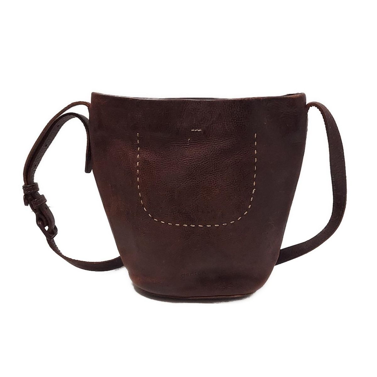 genten(ゲンテン) ショルダーバッグ - ダークブラウン レザー genten