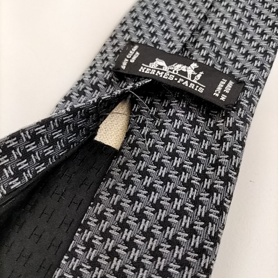 HERMES エルメス ネクタイ H柄 ブラック HERMES 】A 61 A-1 エルメス H