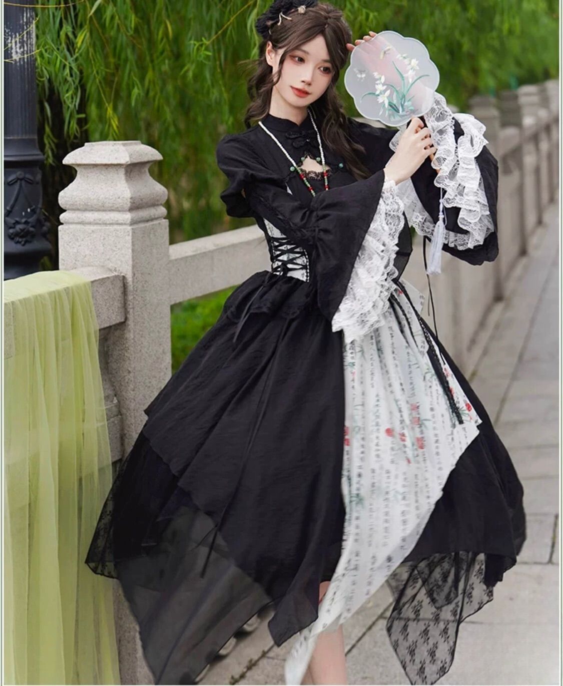 OZZoneste チャイナ風ワンピース 夢幻幽宴ワンピース 白 ホワイト Ozz