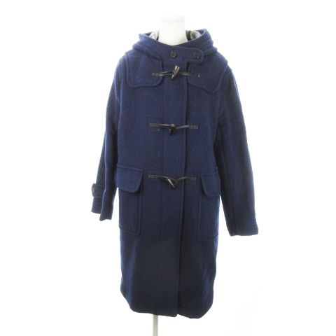 アクアスキュータム AQUASCUTUM ダッフルコート ロング フーディ トグルボタン 内側チェック 大きいサイズ 13 青 ブルー |MN14 GY18