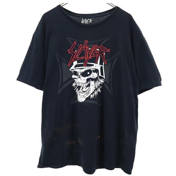 スレイヤー プリント 半袖 Tシャツ XXL ネイビー SLAYER  バンドT ビックサイズ メンズ 【中古】  【230620】 メール便可