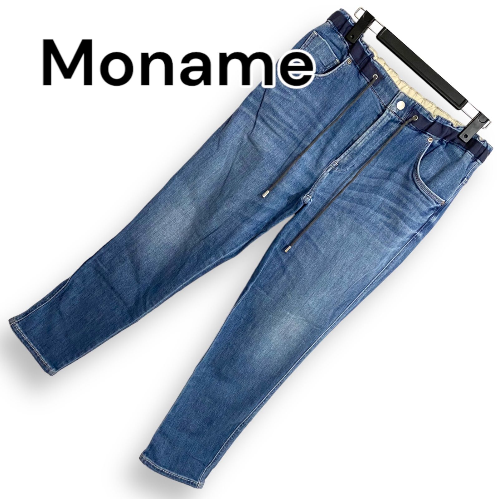 Moname モナーム デニムパンツ ジーンズ ジーパン ウエストゴム 色落ち