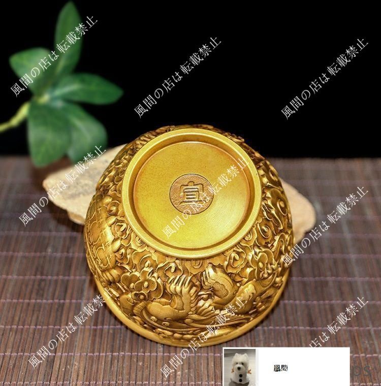 新品・未使用】銅 細工 レリーフ招財風水麒麟壺玄関 客間 書斎