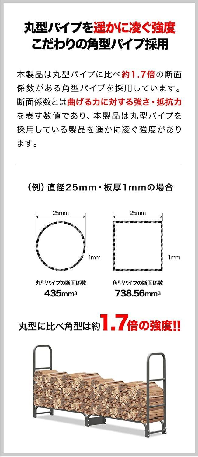 FIELDOOR ログラック/薪ストッカー 【ワイドタイプ 幅205cm】 ＋ 収納カバー 焚火 ストーブ 通気 乾燥 耐荷重1000kg - メルカリ