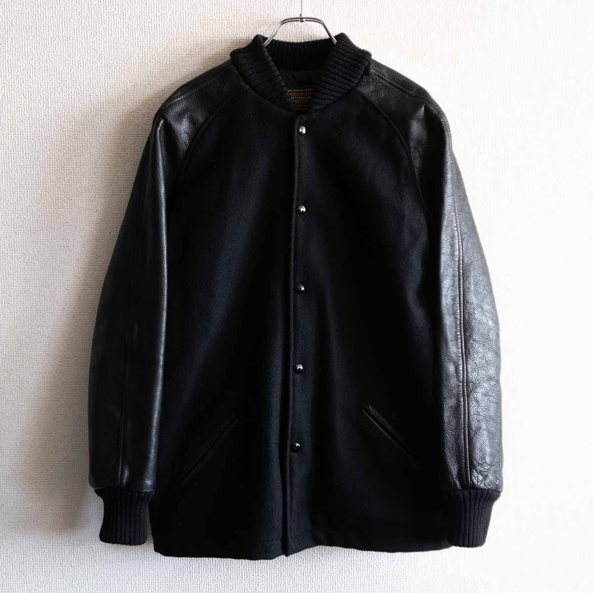 【美品】23区　ラムレザー切替スタジャン　ウール　ブラック　38 M 23区】ラムレザー切替スタジャン 38 Mサイズ ウール ブラック 23