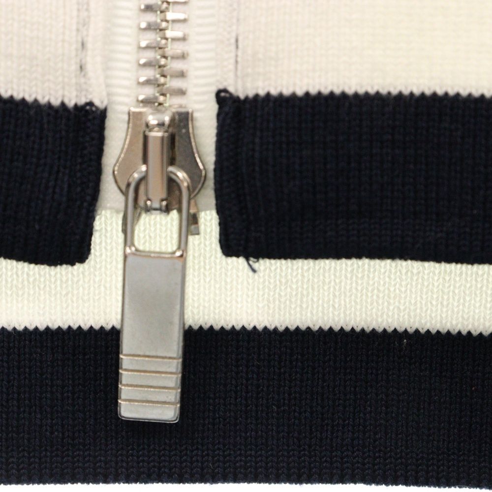 THOM BROWNE トムブラウン ジップアップフーディー チャンキー ジャージー ネイビー/ホワイト MJT122A-03554415 THOM BROWNE (トムブラウン) ジップアップフーディー チャンキー