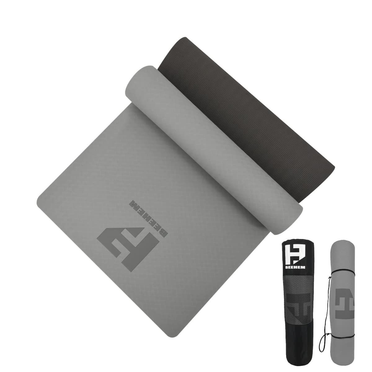 【新着商品】エクササイズマット ジム TPE ヨガマット 滑り止め リバーシブル BEEHEM 収納袋付き 選べるカラー