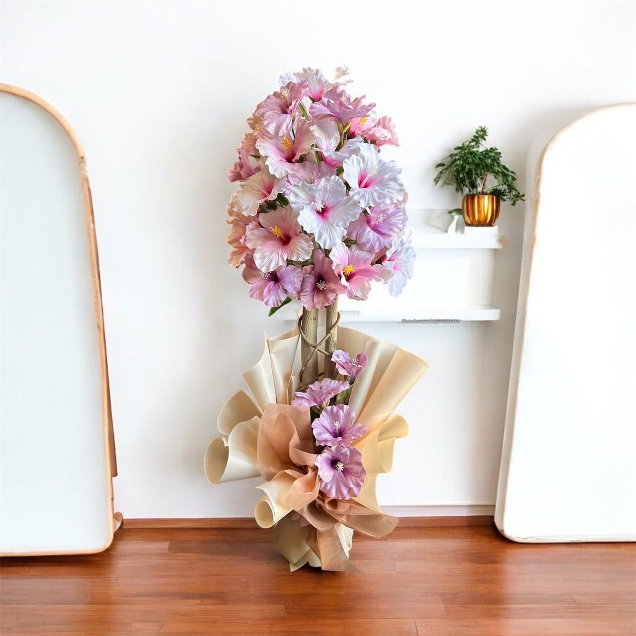 光触媒人工観葉植物ウォールグリーン 造花インテリアハイビスカス69