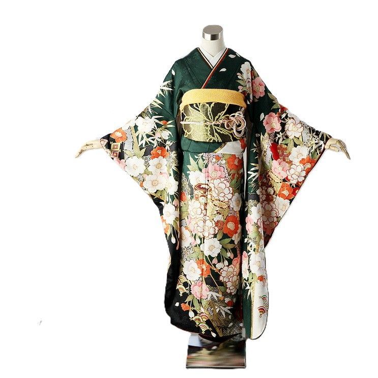 振袖 身長155-170cm 緑 gr-011