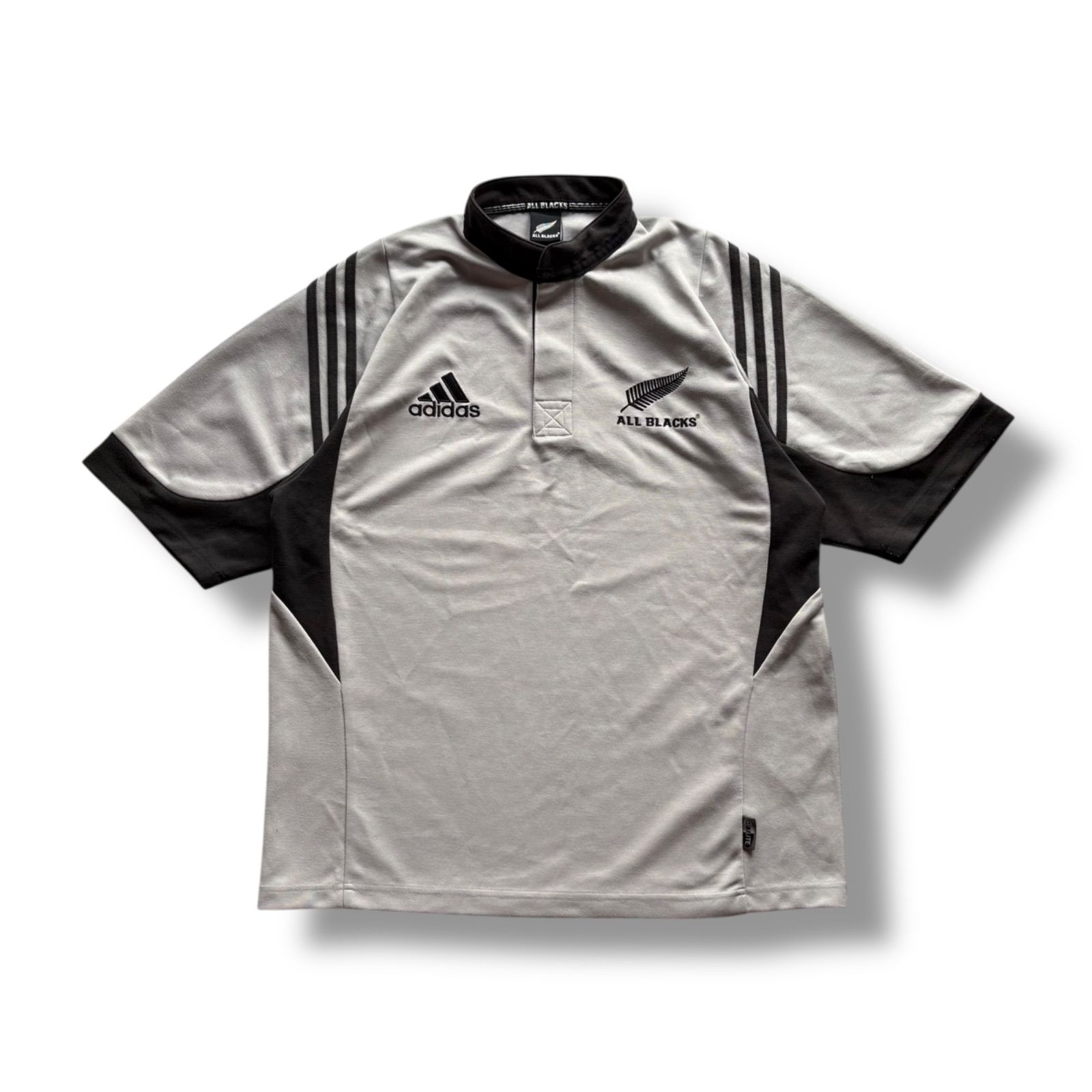 00s adidas “New Zealand ALL BLACKS” S/S Stand Collar Rugby