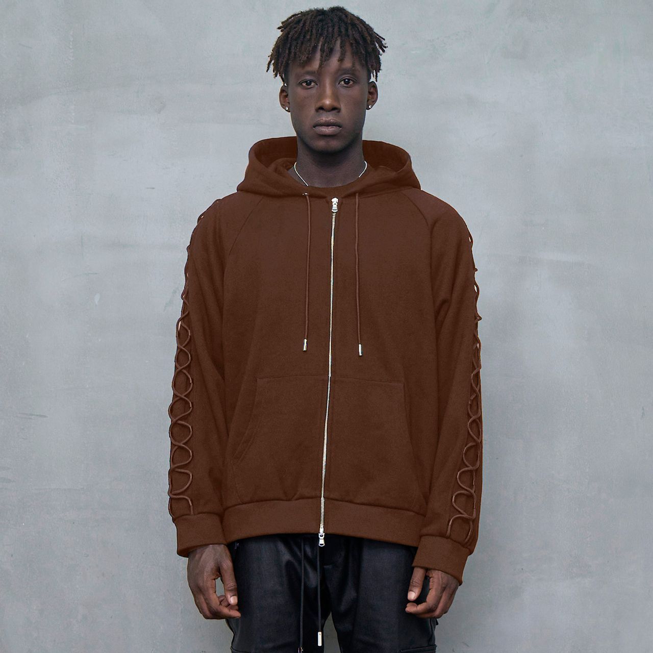 【MLVINCE】ZIP-UP DRESS SLEEVE HOODY MLVINCE メルヴィンス ZIP-UP DRESS SLEEVE HOODY BROWN ジップ